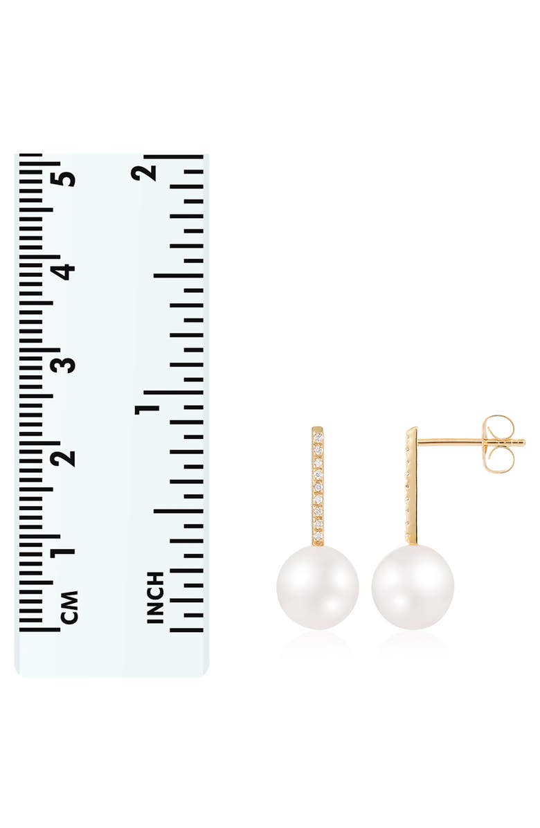 SPLENDID PEARLS Freshwater Pearl & Diamond Drop Earrings - 0.09ct., Alternate, color,