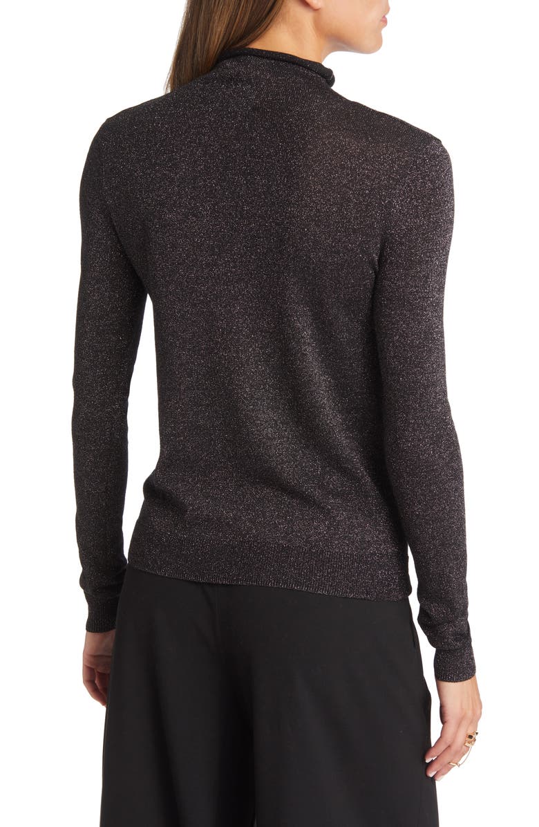 Open Edit Sparkle Rolled Mock Neck Sweater, Alternate, color,