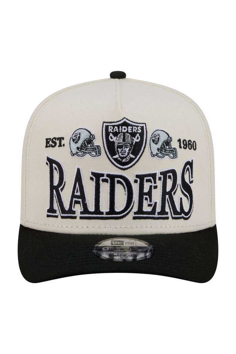Men's New Era  Cream/Black Las Vegas Raiders A-Frame 9FIFTY Snapback Hat, Alternate, color, Cream