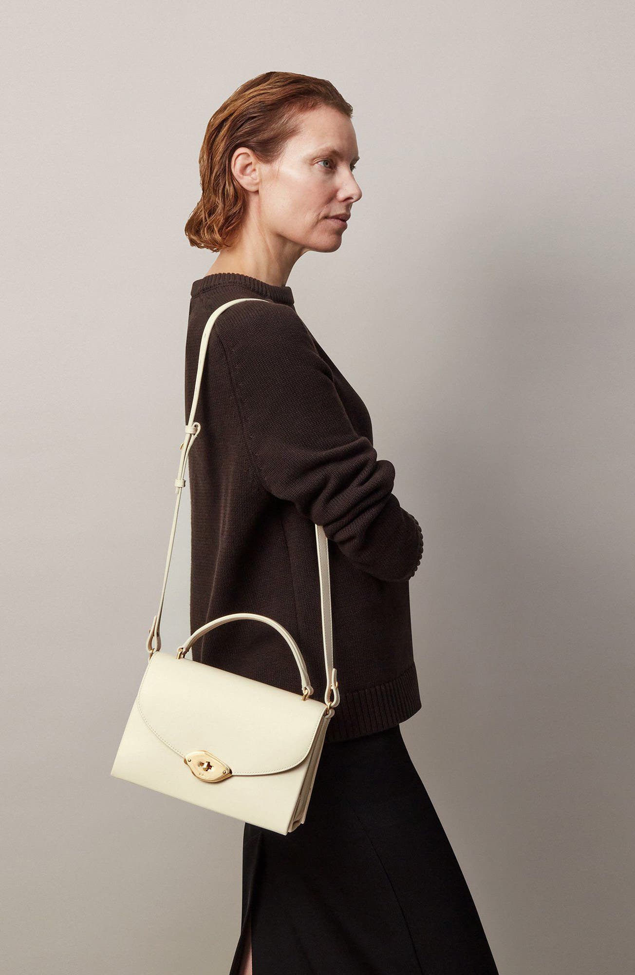 Mulberry Lana High Gloss Leather Top Handle Bag, Alternate, color, Eggshell