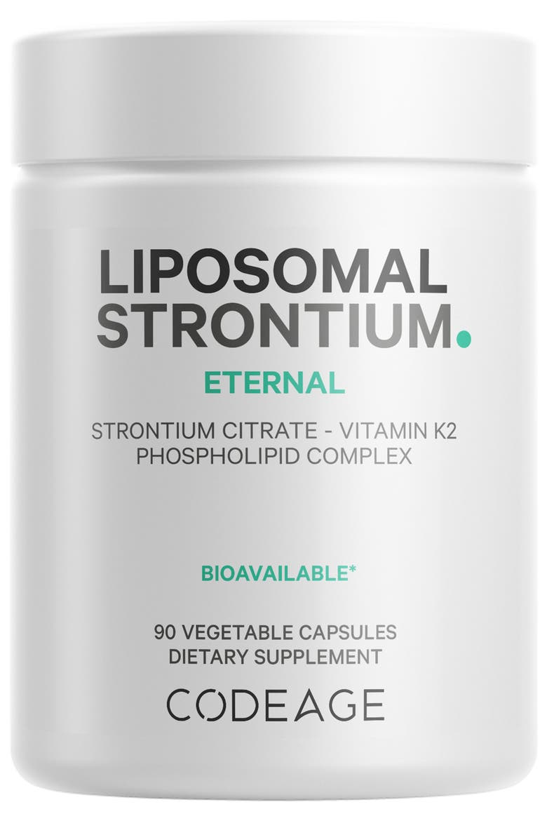 Liposomal Strontium + Vitamin K2 MK-7 Supplement, Main, color, White