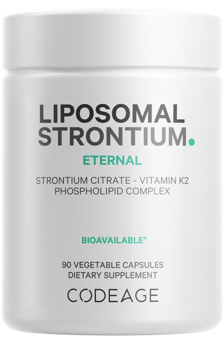 Codeage Liposomal Strontium + Vitamin K2 MK-7 Supplement, Main, color, White