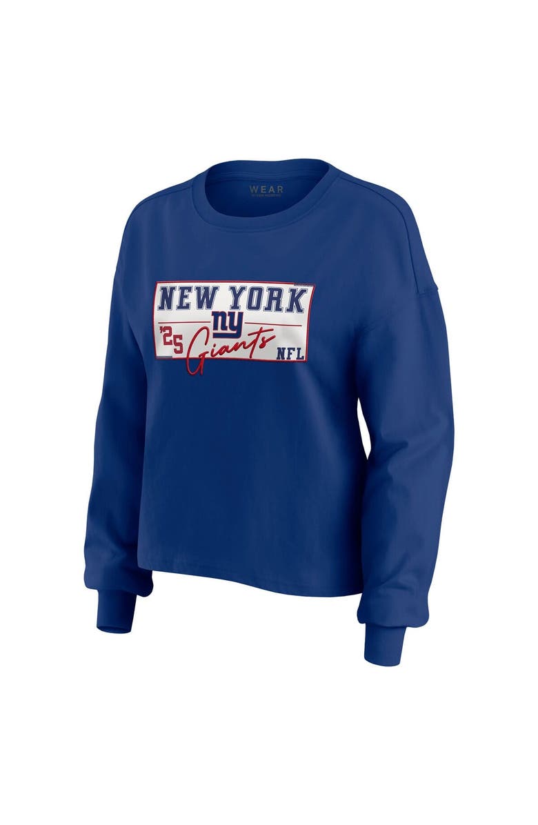 WEAR by Erin Andrews Women's WEAR by Erin Andrews Royal New York Giants Heavy Rugby Jersey Long Sleeve T-Shirt & Shorts Lounge Set, Alternate, color, Royal