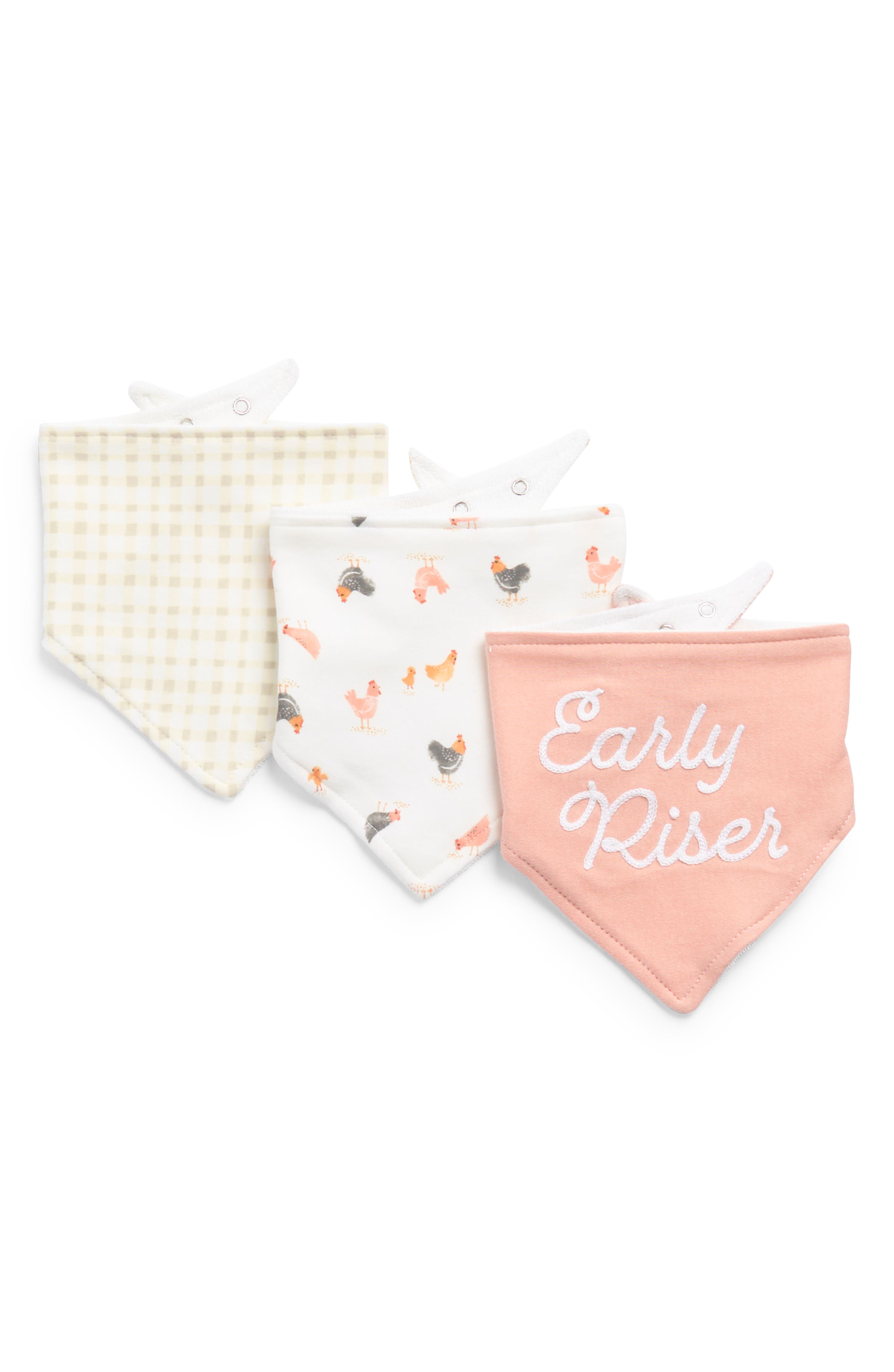 RABBIT AND BEAR ORGANIC Early Riser 3-Pack Organic Cotton Bandana Bibs ...