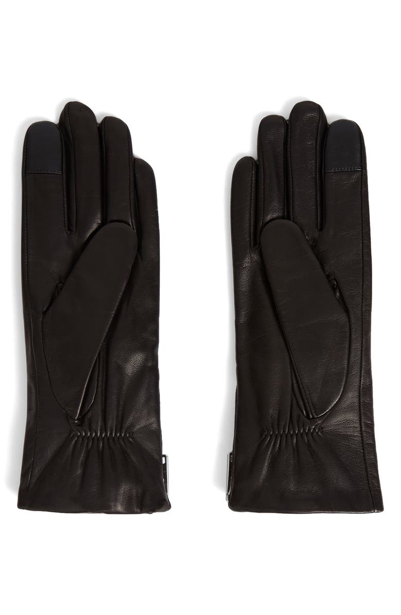 AllSaints Touchscreen Compatible Leather Gloves, Alternate, color,