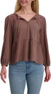 Lucky Brand Long Sleeve Cotton Babydoll Top