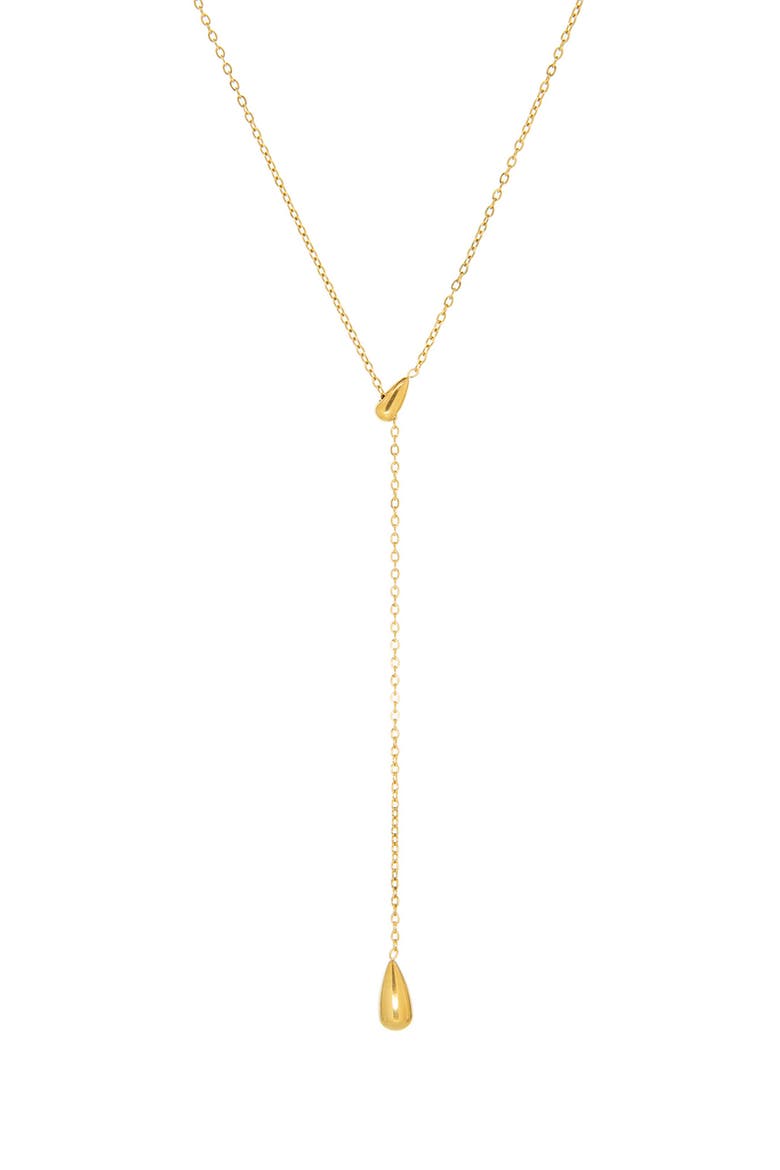 Droplet Waterproof Lariat Necklace, Main, color, GOLD