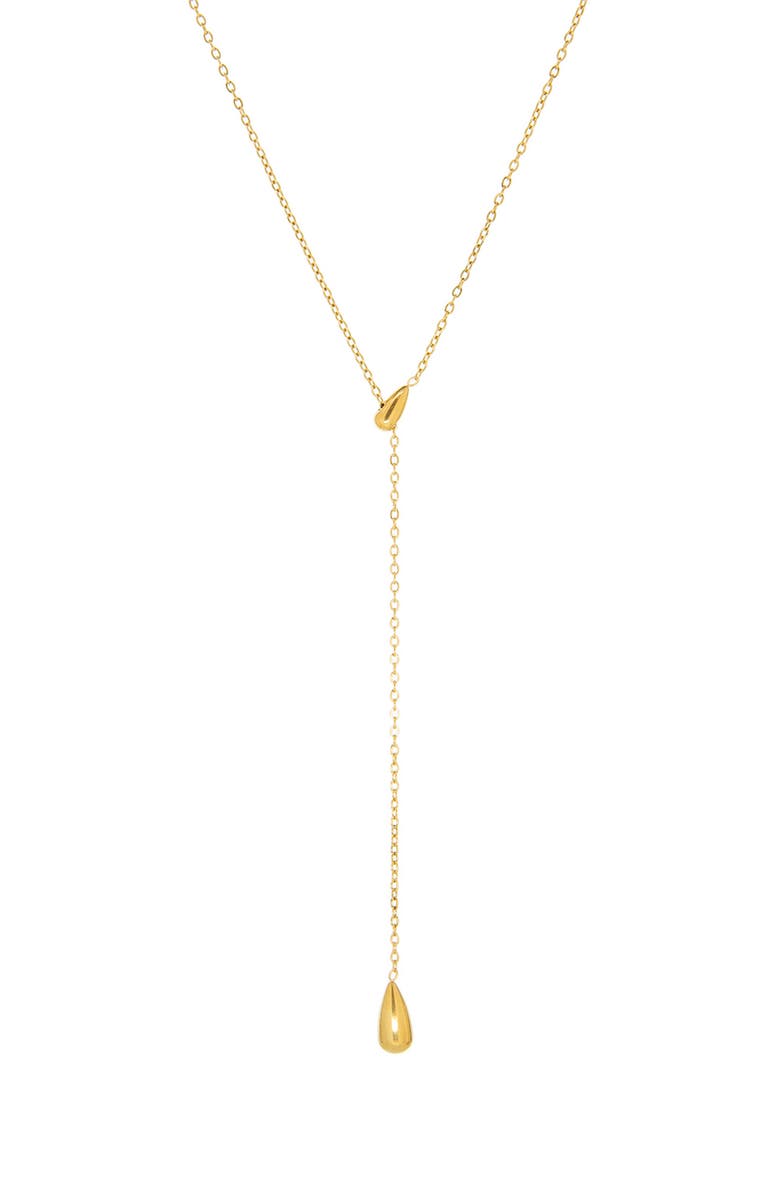 MARLYN SCHIFF Droplet Waterproof Lariat Necklace, Main, color, Gold