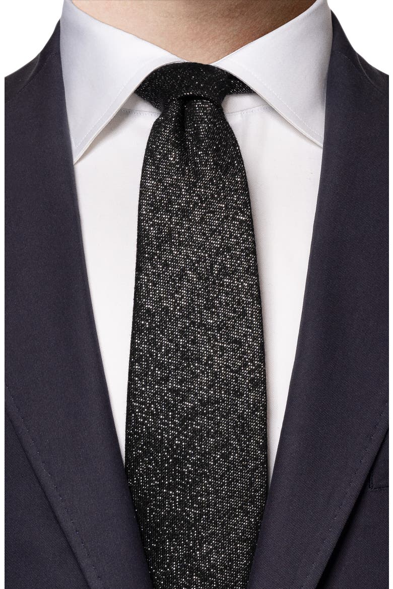 Glitter Wool Blend Tie, Alternate, color, BLACK