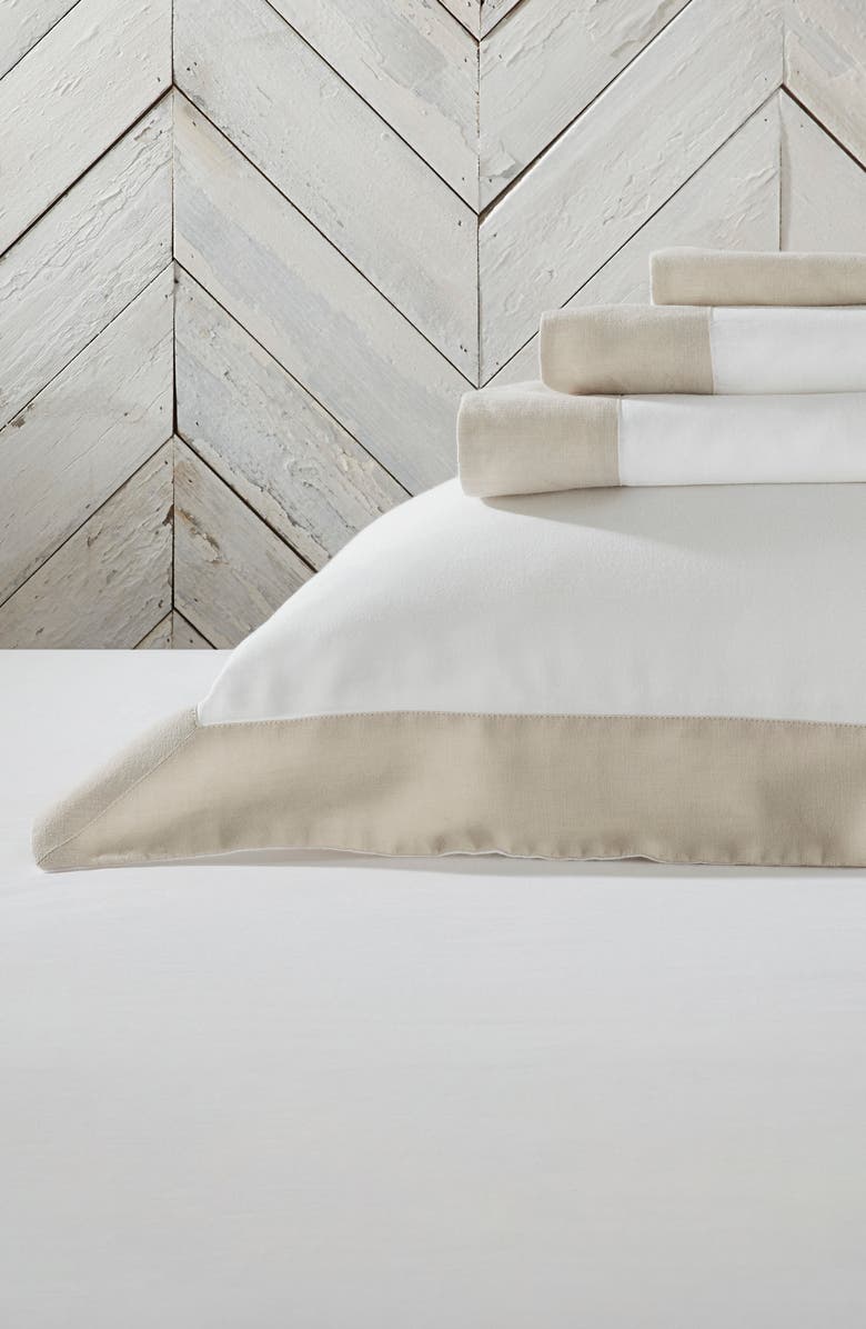 The White Company Contrast Trim Cotton Sateen Duvet Cover & Shams Set, Alternate, color,