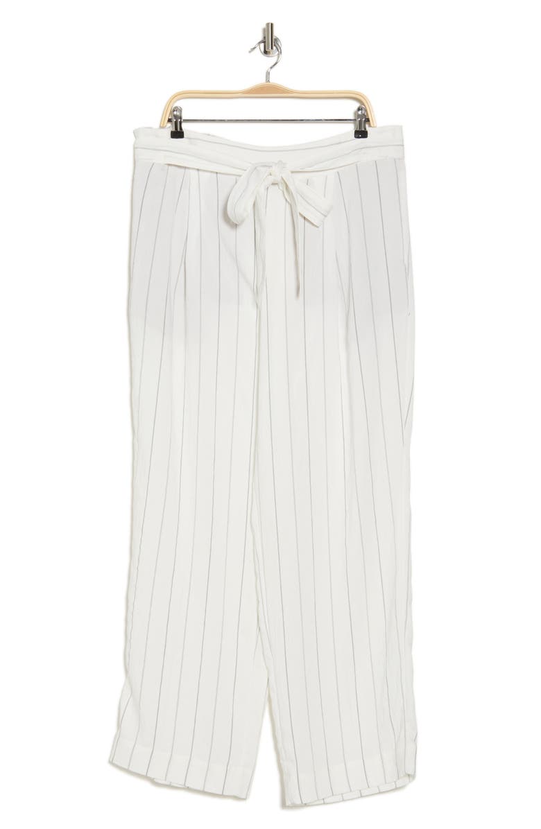 Vince Belted Stripe Wide Leg Pants, Alternate, color, Off White