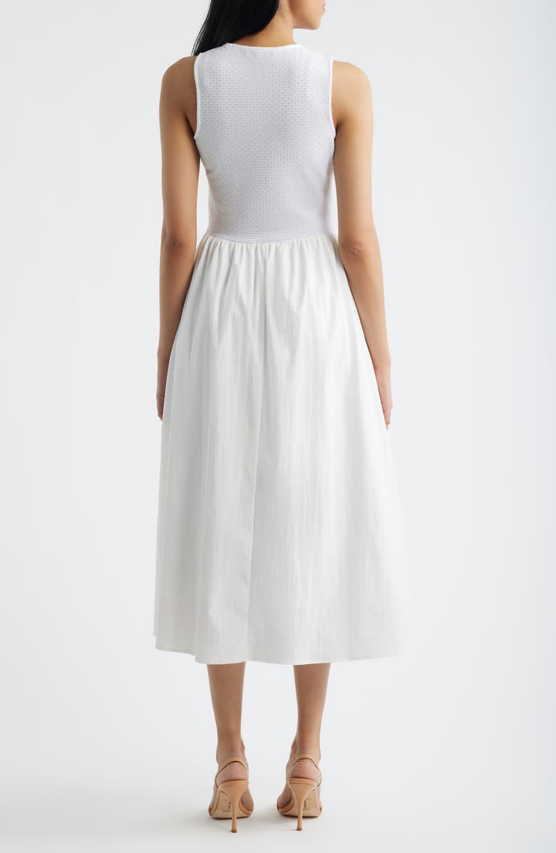 Bernardo Mixed Media Midi Dress, Alternate, color, Bright White