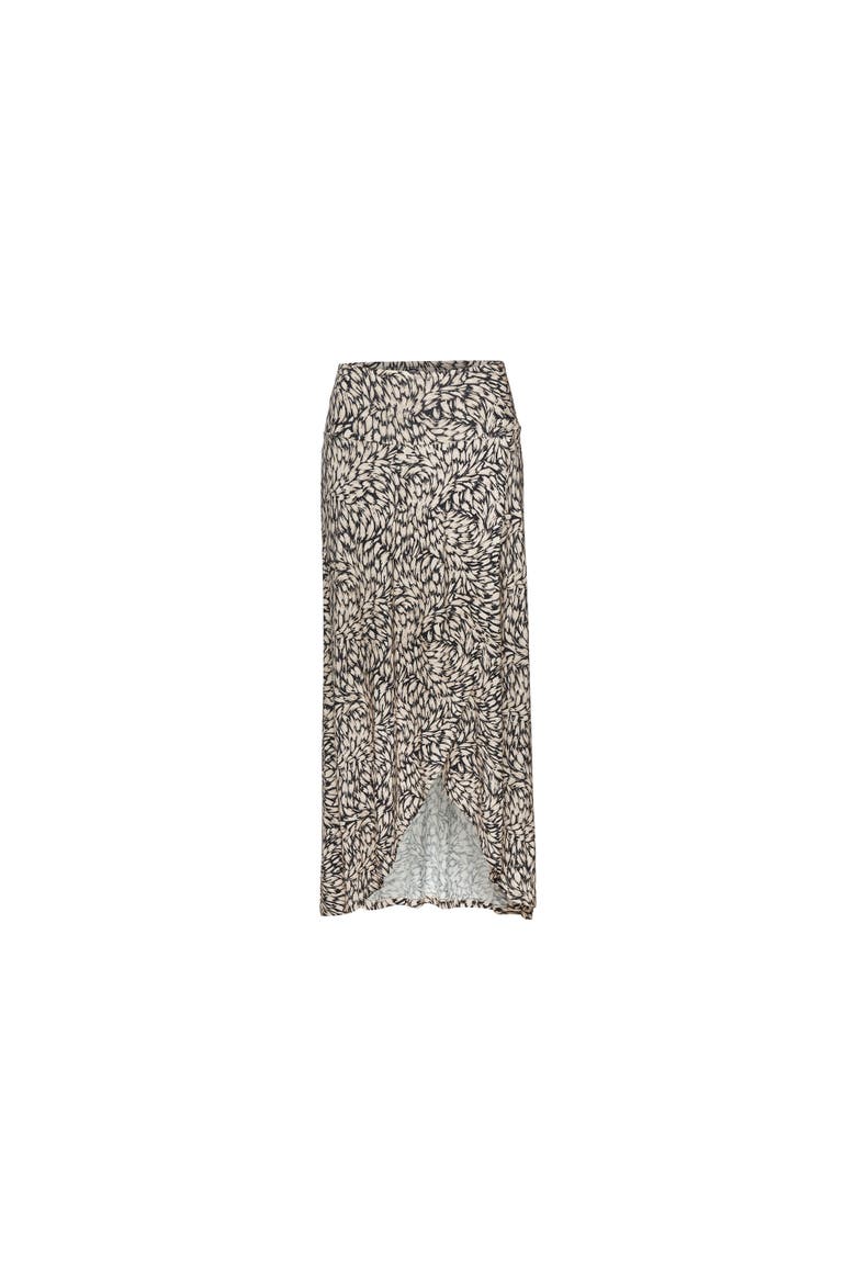 High Low Printed Skirt, Alternate, color, Black & Taupe