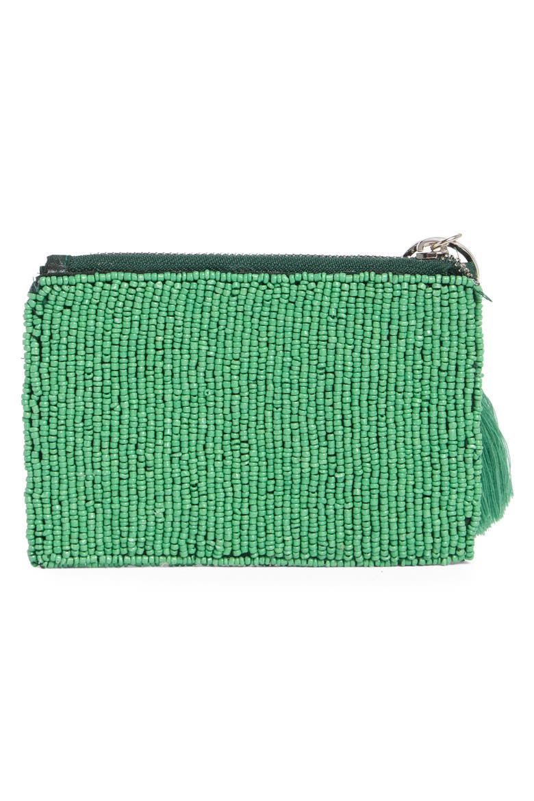 Pickle Ball Beaded Coin Pouch, Alternate, color, GREEN