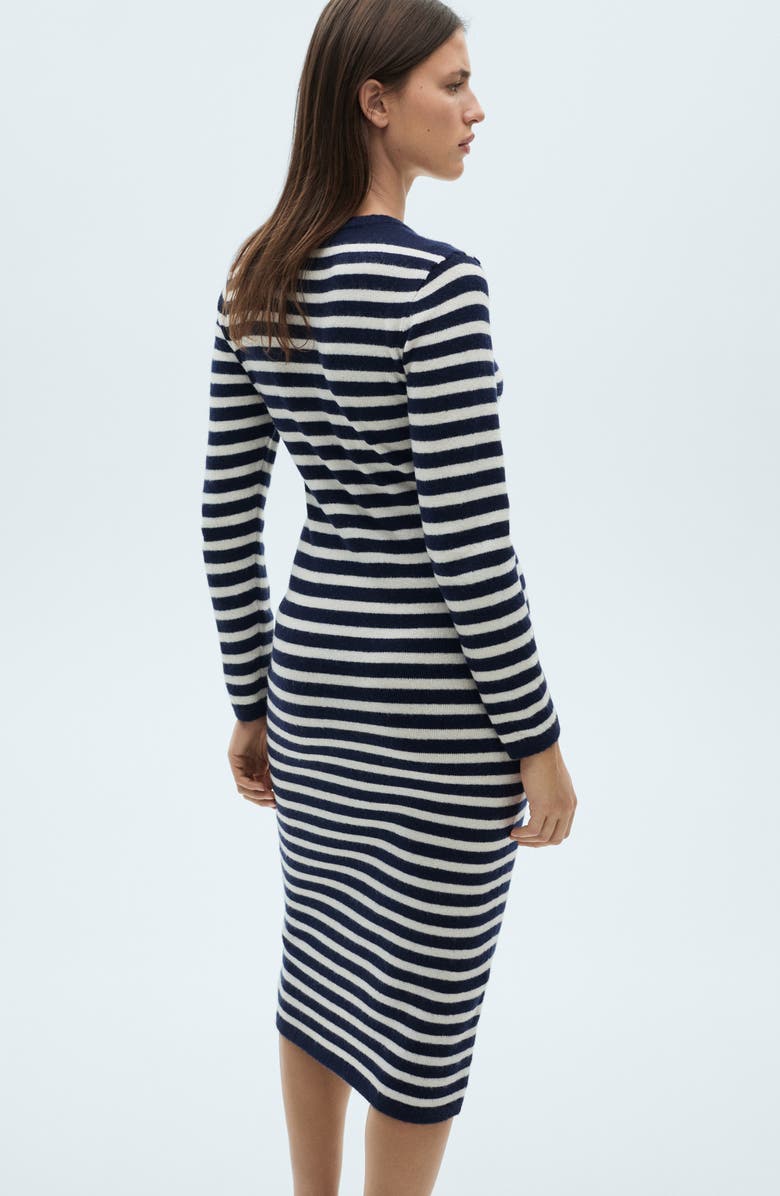 MANGO Stripe Long Sleeve Midi Sweater Dress, Alternate, color,