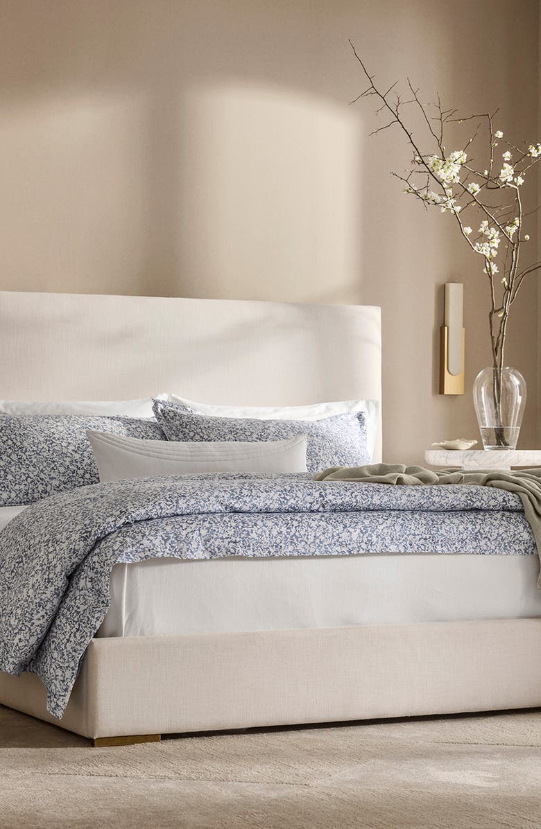 Boll & Branch Signature Garden Print Hemmed Organic Cotton Duvet Cover & Shams Set, Alternate, color, Bay