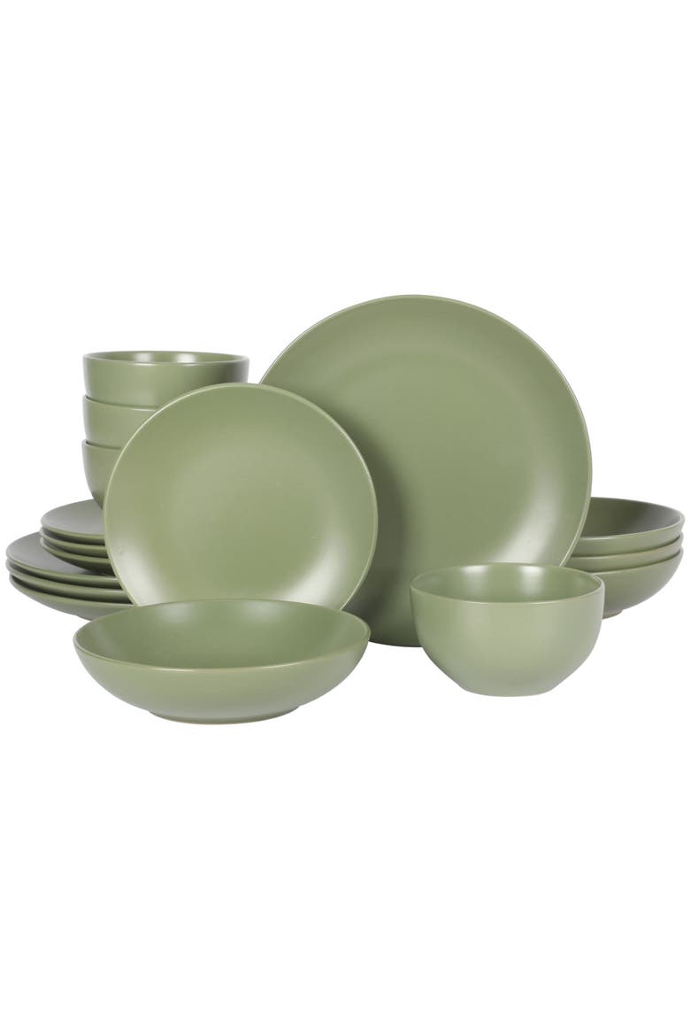 Queenslane Double Bowl Plates and Bowls Dinnerware Set, Main, color, Green