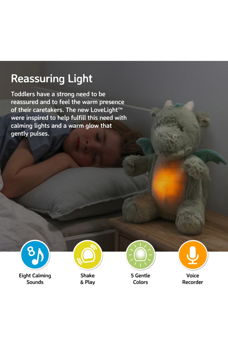 Cloud B Love Light Buddies - Rechargeable Plush Nightlight & Sound Soother for Baby Sleep, Alternate, color, Drake The Dragon