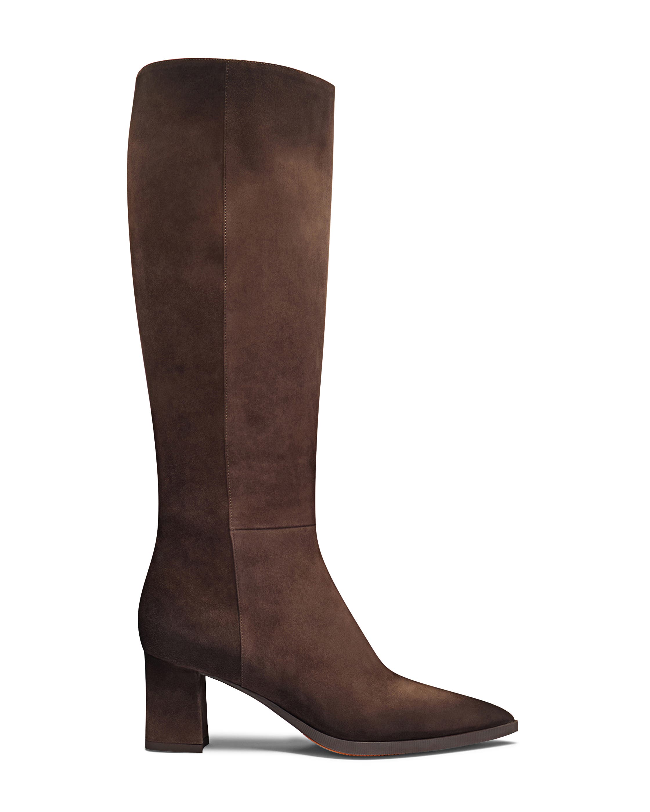 Santoni Women's Suede Mid-Heel Boot, Main, color, 