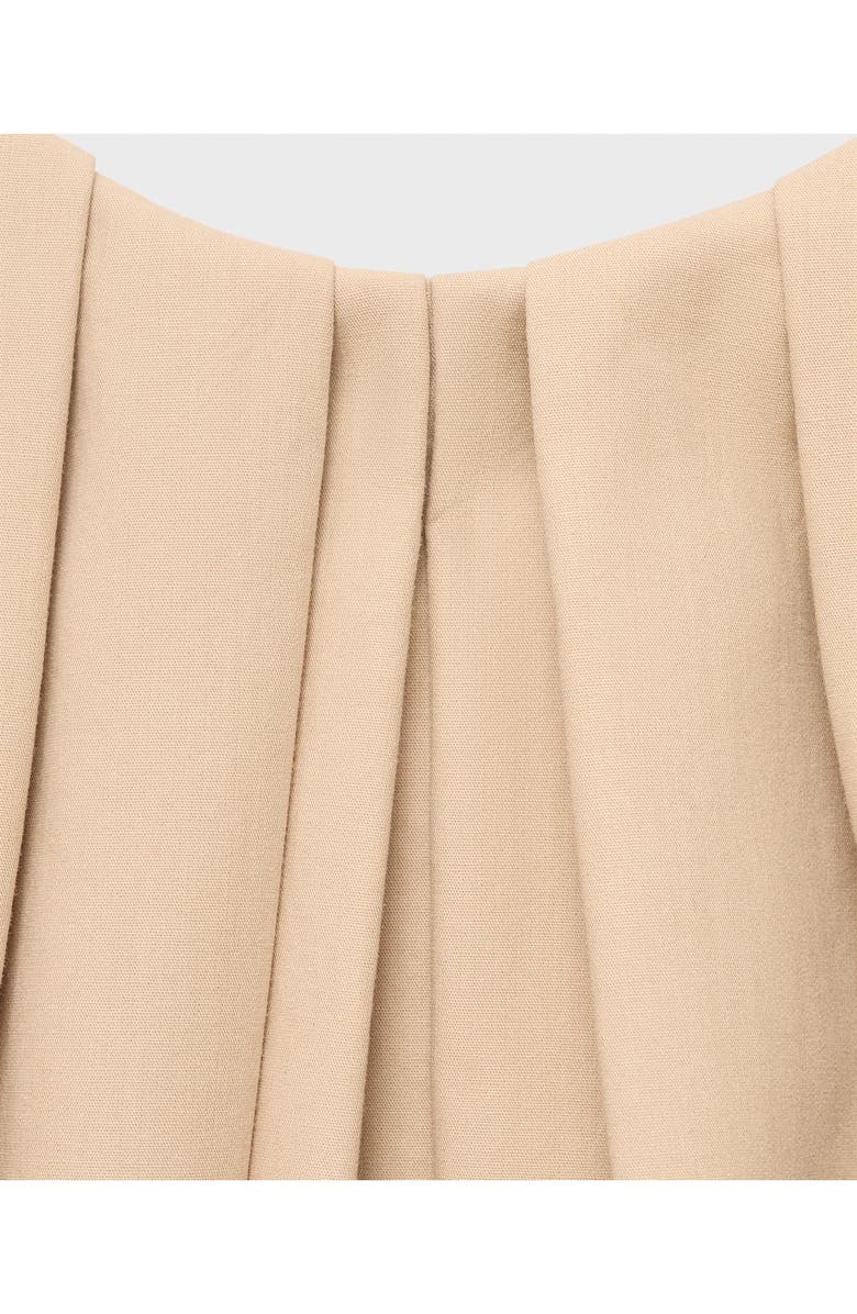 MANGO Strapless Pleat Front Dress, Alternate, color, Medium Brown