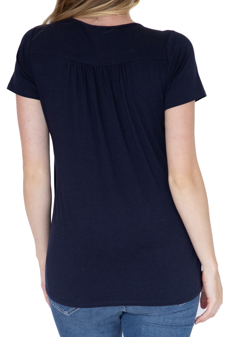 Petal Front Maternity/Nursing Top, Alternate, color, NAVY