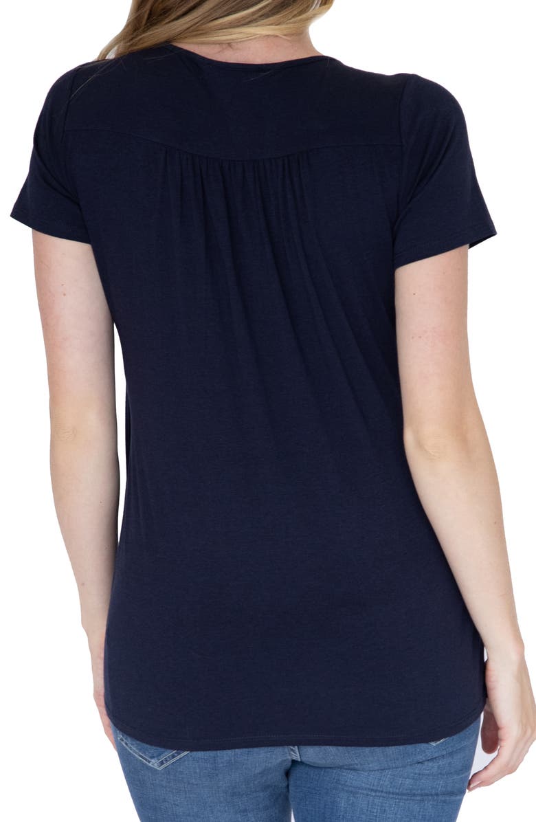 Angel Maternity Petal Front Maternity/Nursing Top, Alternate, color, Navy