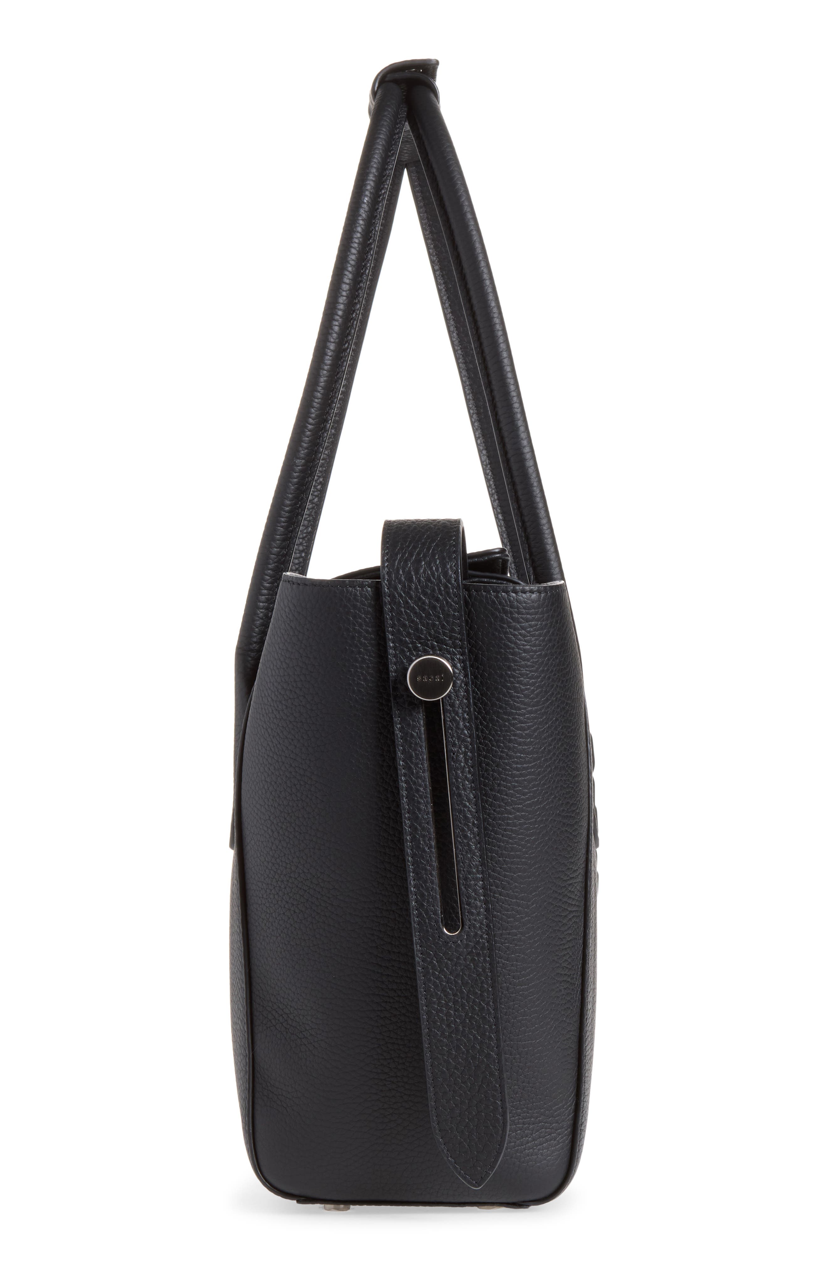 Lock Leather Shoulder Bag, Alternate, color, BLACK