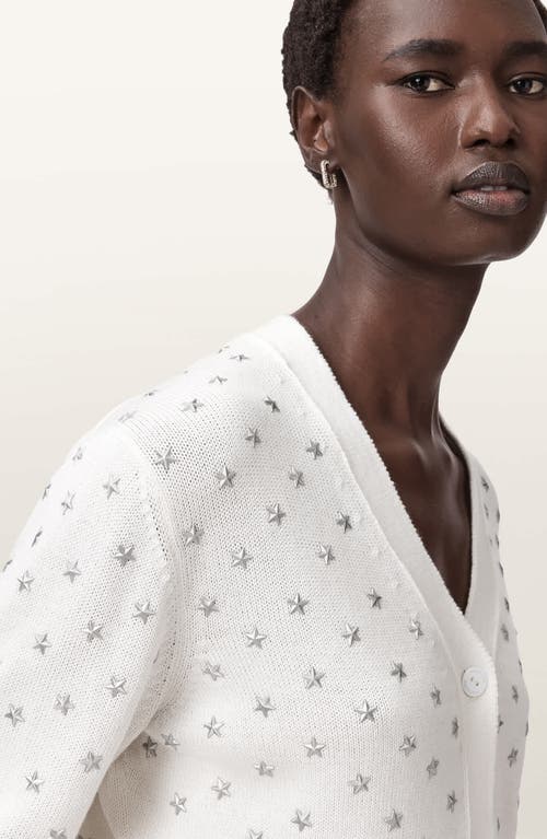 Allsaints Mazy Star Studded Cotton Cardigan In White