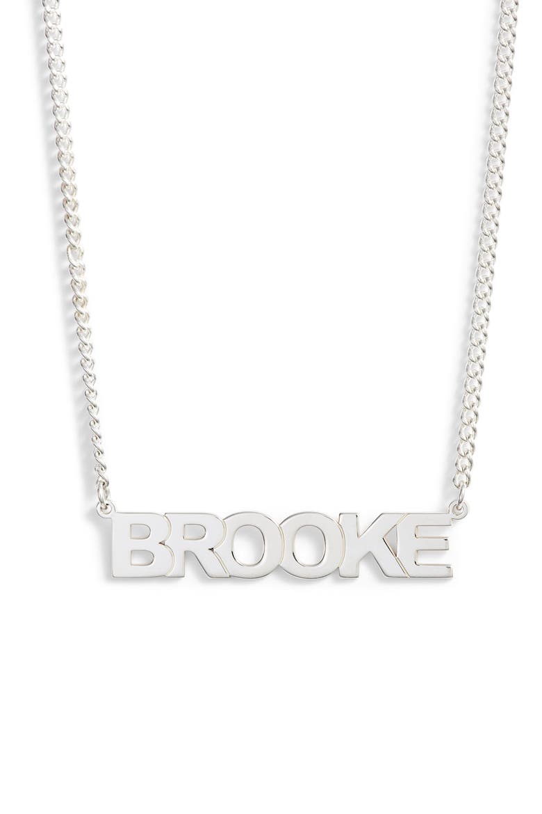 Personalized Block Nameplate Necklace, Main, color, SILVER