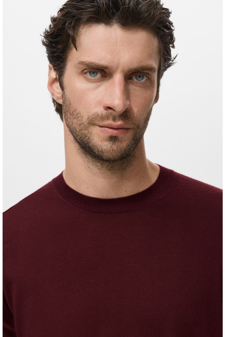 Crewneck Wool Sweater, Alternate, color, WINE
