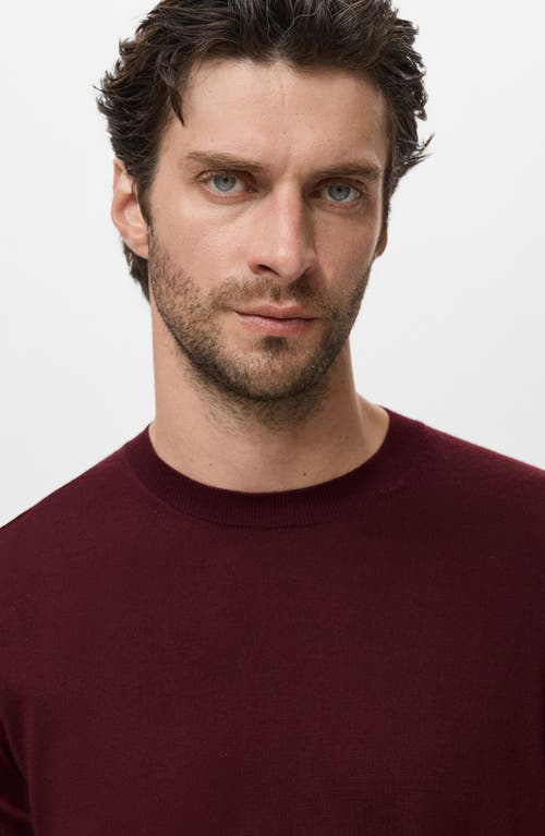 Mango Crewneck Wool Sweater In Burgundy