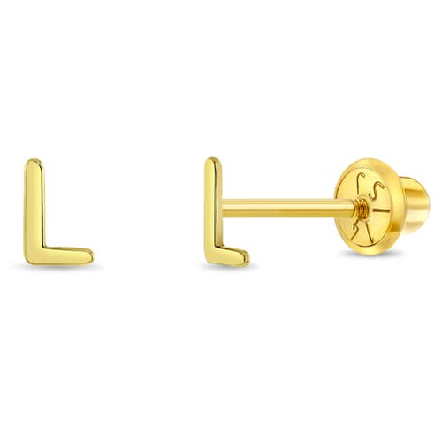 In Season Jewelry 14k Itsy Bitsy Initial Letter Earrings In Letter L