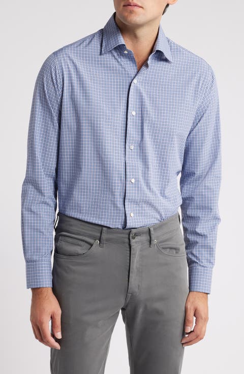 Wicklow Microcheck Performance Button-Up Shirt