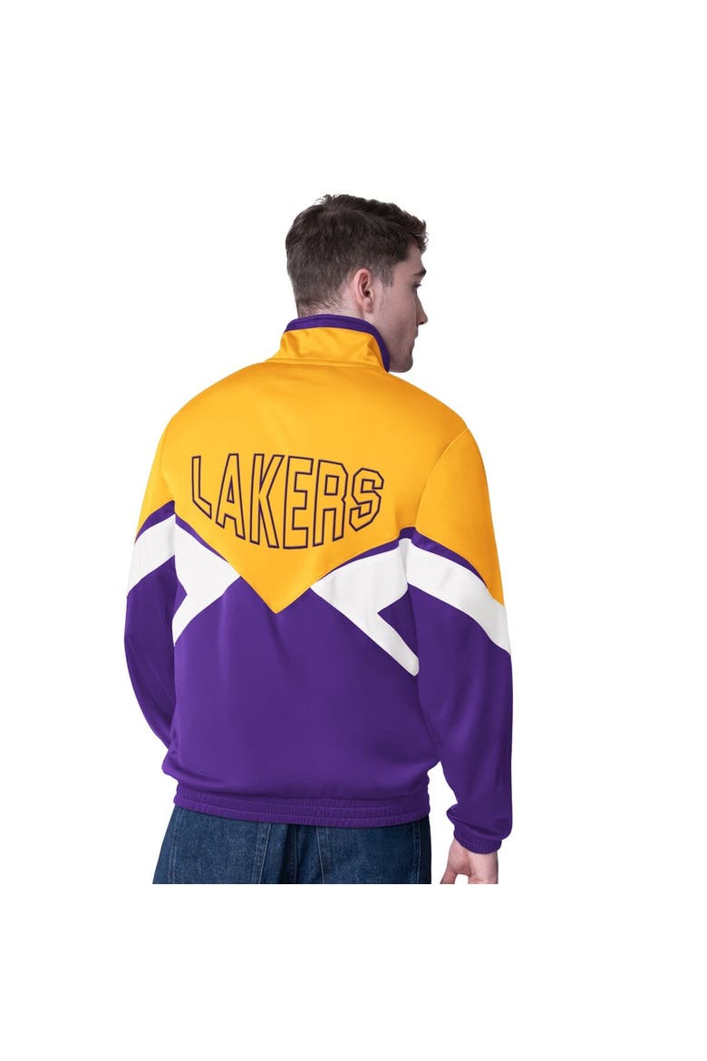 Men's Starter Gold/Purple Los Angeles Lakers Rush Applique Full-Zip Track Jacket, Alternate, color, Gold