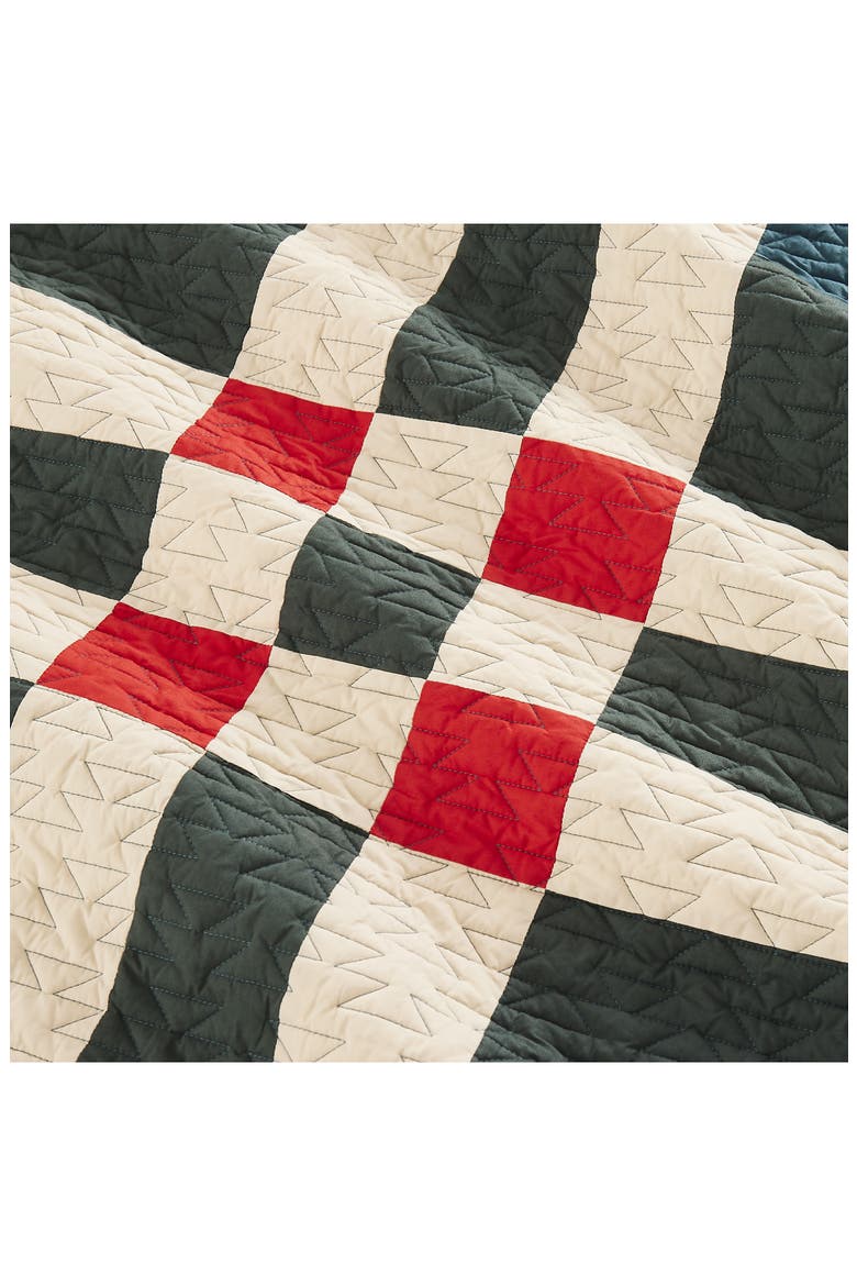 Four Square Quilt & Shams Set, Alternate, color, BALSAM GREEN