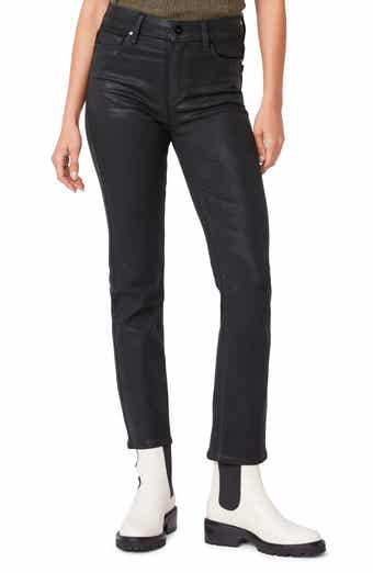 PAIGE Coated High Waist Straight Leg Jeans