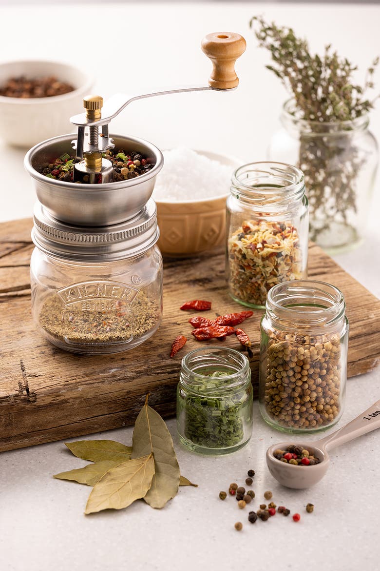 Seasoning Grinder, Refillable Glass Spice Mill with Stainless Steel Grinder, Alternate, color, Clear