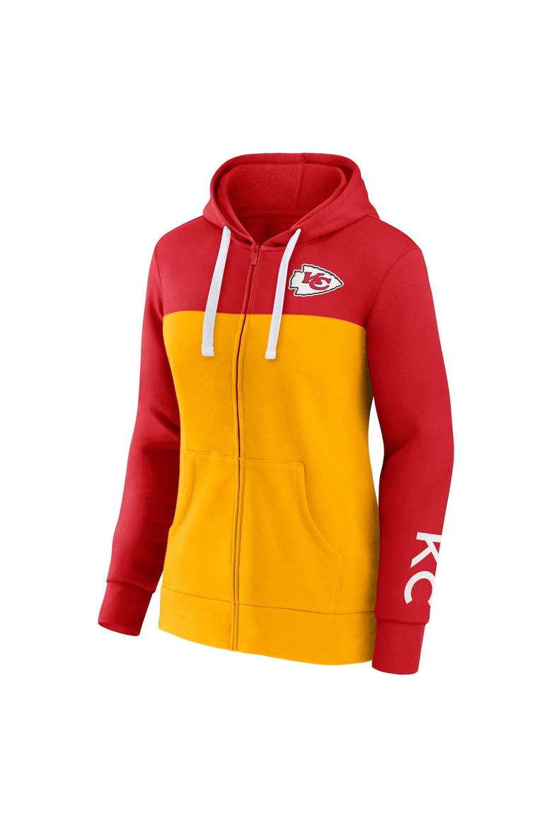 Women's Fanatics Branded Red/Gold Kansas City Chiefs Take The Field Color Block Full-Zip Hoodie, Alternate, color, Red