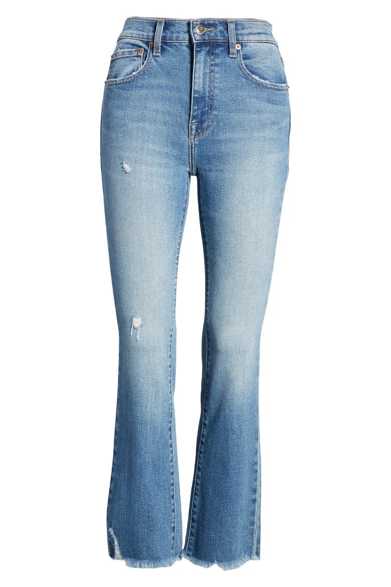 Lennon High Waist Chew Hem Crop Bootcut Jeans, Alternate, color, MED BLUE