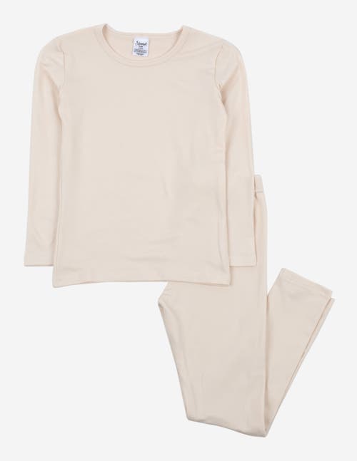 Leveret Kids Solid Thermal Pajamas In Gold