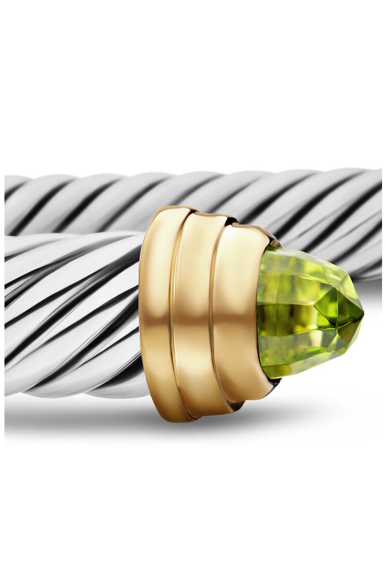 Classic Cable Bracelet in Sterling Silver with 14K Yellow Gold and Peridot, Alternate, color, SILVER