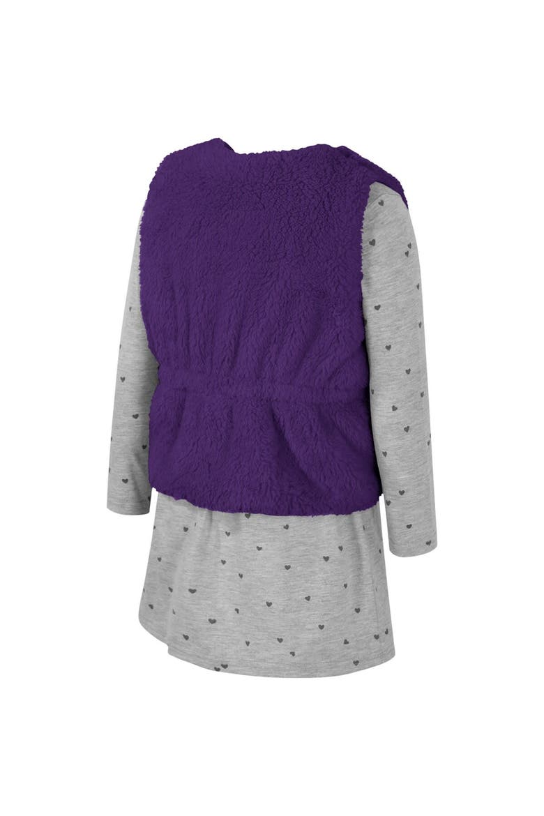 Girls Toddler Colosseum Purple LSU Tigers Meowing Vest & Dress Set, Alternate, color, Purple