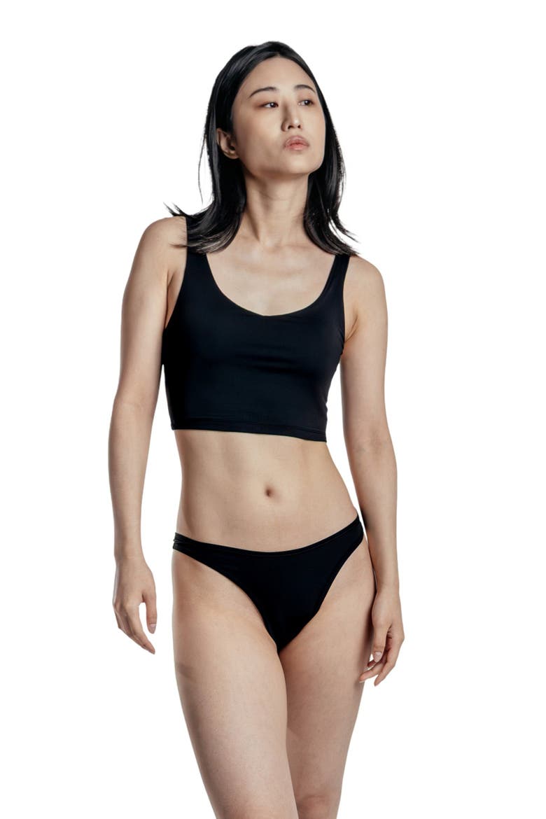 Leakproof Everyday Liner Ultra Smooth Dipped Thong II, Alternate, color, Onyx
