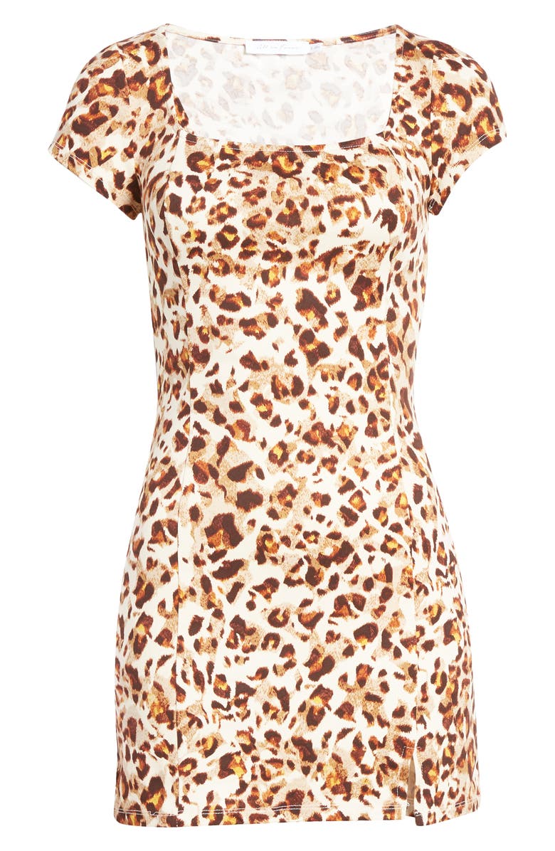 All in Favor Print Square Neck Minidress, Alternate, color, 