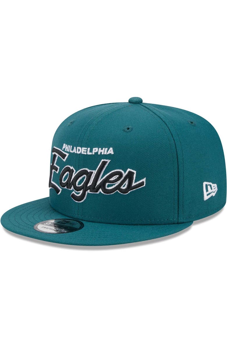 New Era Men's New Era Midnight Green Philadelphia Eagles Main Script 9FIFTY Snapback Hat, Alternate, color, Green