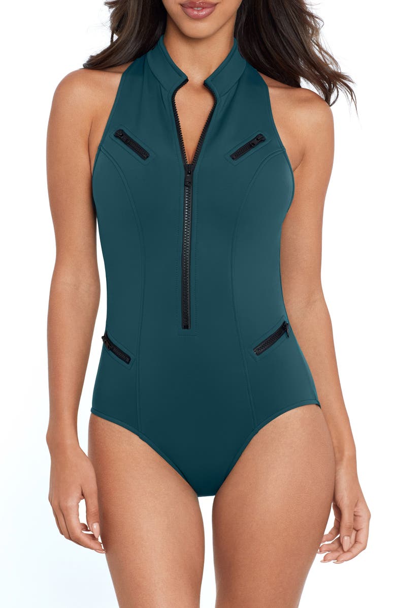 Magicsuit<sup>®</sup> Coco Underwire One-Piece Scuba Swimsuit, Main, color, Palm Green