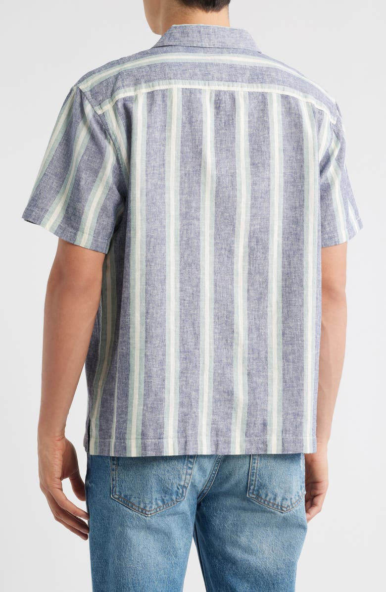 Treasure & Bond Linen & Cotton Camp Shirt, Alternate, color, Blue Trevor Stripe
