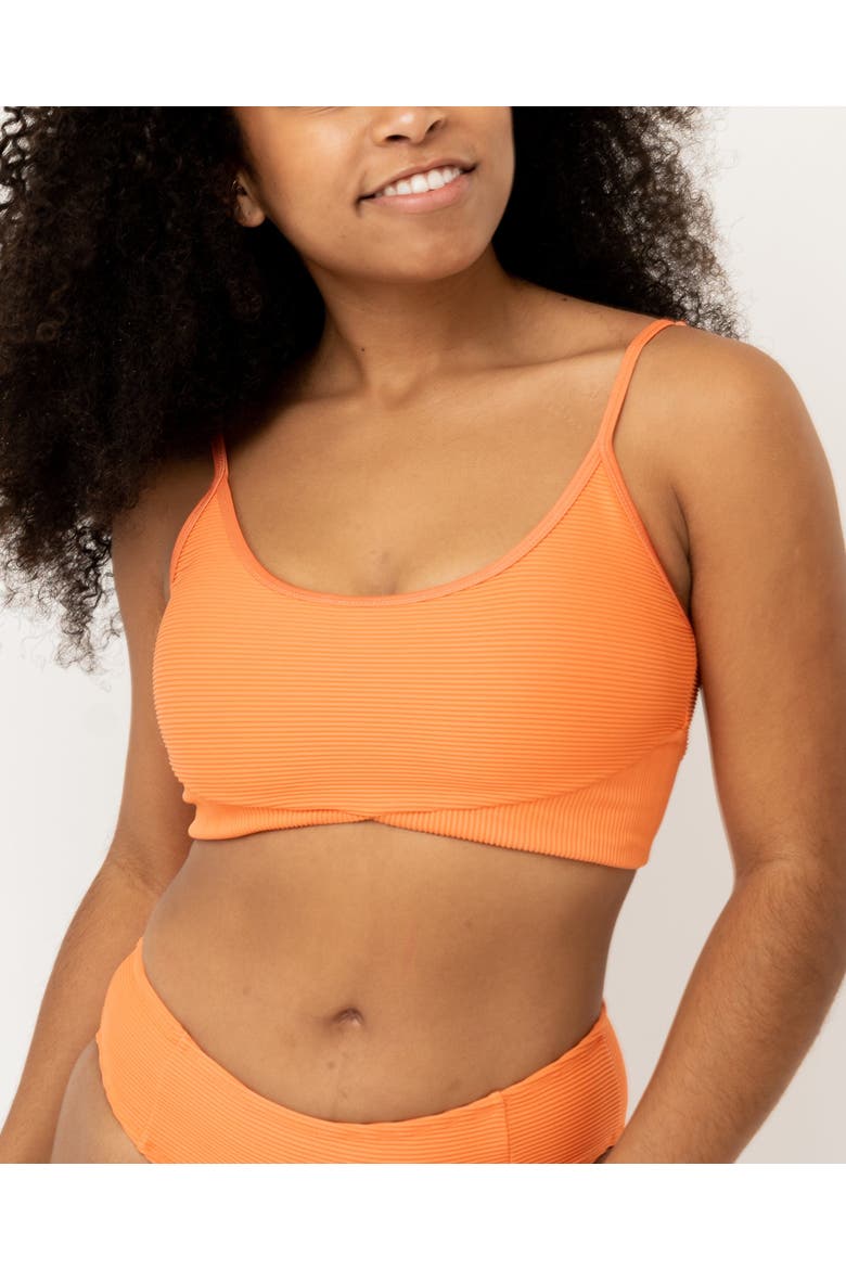 Textured Tone Crop Swim Top, Main, color, Cora