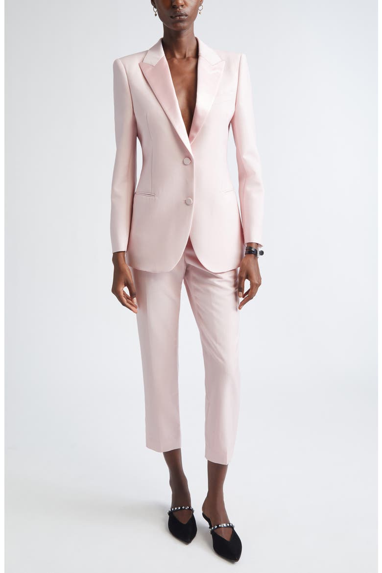 Satin Lapel Wool & Mohair Jacket, Alternate, color, ROSE