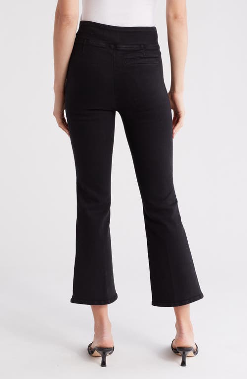 Frame Jetset Crop Mini Boot Pintuck Jeans Sheen Noir In Sheen Noir